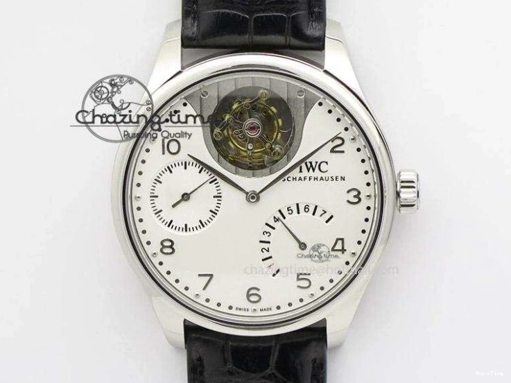 MIROTIME 0419 Portuguese Tourbillon Power Reserve Moonphase SS Black Dial On Black Leather Strap TechFriendly 7321